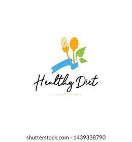 Healthy Diet Logo Template Vector on Isolated White Background