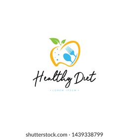 Healthy Diet Logo Template Vector on Isolated White Background