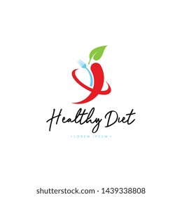 Healthy Diet Logo Template Vector on Isolated White Background