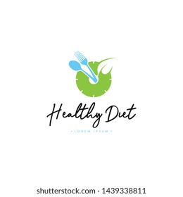 Healthy Diet Logo Template Vector on Isolated White Background
