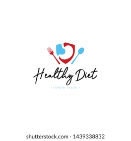 Healthy Diet Logo Template Vector on Isolated White Background