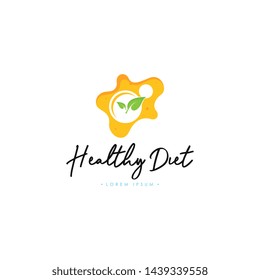 Healthy Diet Logo Template Vector on Isolated White Background