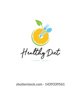 Healthy Diet Logo Template Vector on Isolated White Background