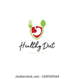 Healthy Diet Logo Template Vector on Isolated White Background