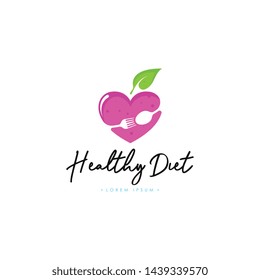 Healthy Diet Logo Template Vector on Isolated White Background