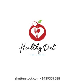 Healthy Diet Logo Template Vector on Isolated White Background
