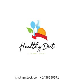 Healthy Diet Logo Template Vector on Isolated White Background