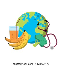 healthy diet nutrition eating lifestyle, vegan and organic objects cartoon vector illustration graphic design