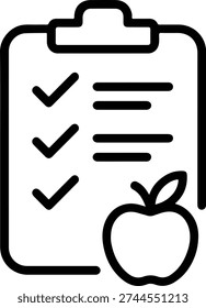 Healthy diet plan checklist with apple icon
