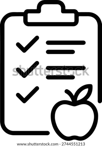 Healthy diet plan checklist with apple icon