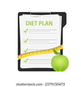 Healthy diet plan schedule checklist for weight loss, concept of Health lifestyle, fitness. Diet plan checklist. Vector illustration