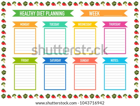 healthy diet planning weekly meal plan stock vector royalty free