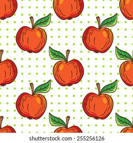 Healthy diet seamless pattern. Apple fruit endless textured background.
