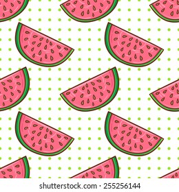 Healthy diet seamless pattern. Watermelon fruit endless textured background.