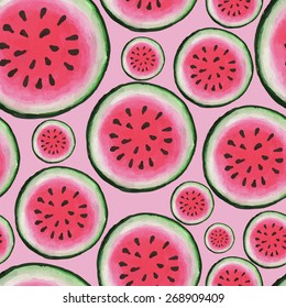 Healthy diet seamless pattern. Watermelon fruit endless textured background.