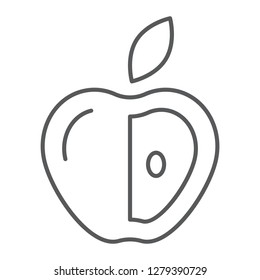 Healthy diet thin line icon, fruit and nutrition, apple sign, vector graphics, a linear pattern on a white background, eps 10.