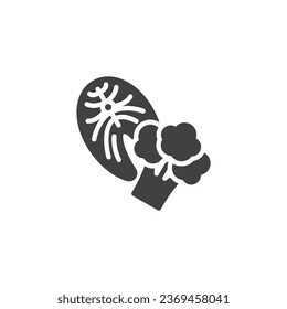 Healthy diet vector icon. Fish and broccoli filled flat sign for mobile concept and web design. Nutrition food glyph icon. Symbol, logo illustration. Vector graphics