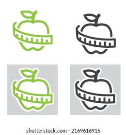 Healthy diet, vector, icon, sticker in green and gray.