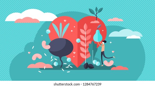 Healthy diet vector illustration. Tiny persons concept with raw vegetables. Vegan and vegetarian fresh ingredient food. Organic, natural and nutrition full meal lifestyle and products for weight loss. Healthy diet vector illustration. Tiny persons concept with raw vegetables. Vegan and vegetarian fresh ingredient food. Organic, natural and nutrition full meal lifestyle and products for weight loss.