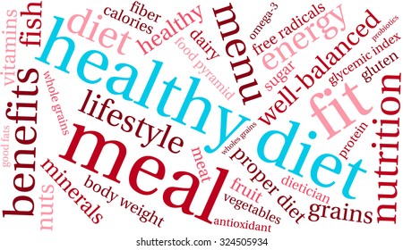 Healthy Diet word cloud on a white background. 