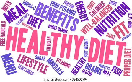 Healthy Diet Word Cloud On White Stock Vector (Royalty Free) 324505994 ...