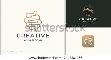Healthy digestion logo vector illustration isolated on modern golden color branding.