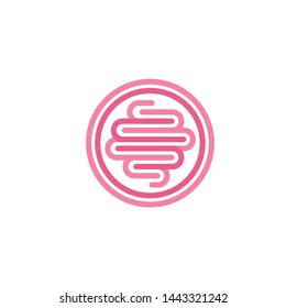 Healthy digestion vector logo illustration isolated on white background, pink vector.
