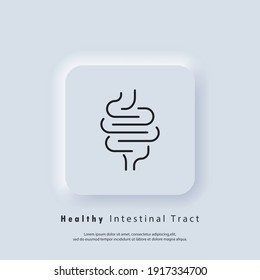 Healthy digestive tract icon. Intestinal inflammation icon, abdominal pain, constipation, gut appendicitis. Vector. UI icon. Neumorphic UI UX white user interface web button. Neumorphism