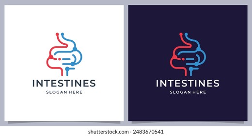 Logo del tracto digestivo saludable. Icono de inflamación intestinal, dolor abdominal, estreñimiento, apendicitis intestinal.