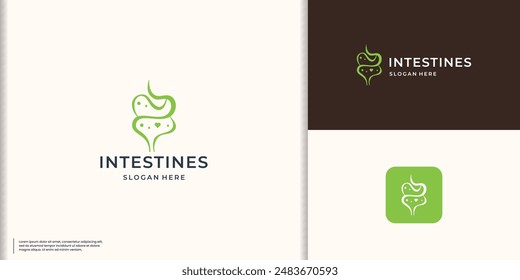 Healthy digestive tract logo. Intestinal inflammation icon, abdominal pain, constipation, gut appendicitis.