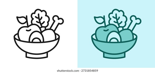 Healthy Dinner Icon whitegreen Vector Illustration
