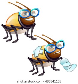 Healthy and diseased beetle. Vector illustration.
