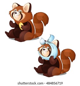 Healthy and diseased Red Panda. Vector illustration.
