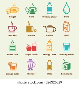 healthy drink elements, vector infographic icons