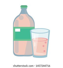 healthy drink juice nature glass with bottle cartoon vector illustration graphic design