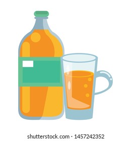 healthy drink juice orange nature bottle cartoon vector illustration graphic design