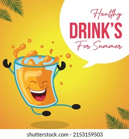 Bebidas saludables para la plantilla de diseño de pancartas de verano.