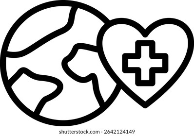 Healthy Earth Icon Outline Vector Illustration