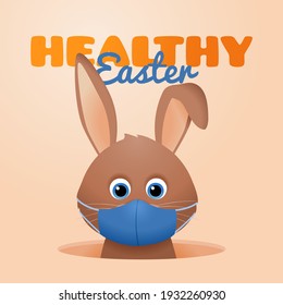 Tarjeta codificada de Pascua saludable con conejito oculto en el agujero
