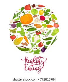 Healthy Eating Agitation Poster With Fresh Organic Vegetables