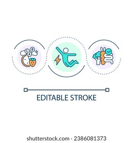 Healthy eating benefit loop concept icon. Vitamin dieting. High quality food. Good nutrition habits abstract idea thin line illustration. Isolated outline drawing. Editable stroke. Arial font used