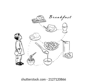 healthy eating boy and breakfast illustration