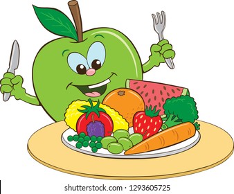 Healthy Eating Cartoon Stock Vector (Royalty Free) 1293605725