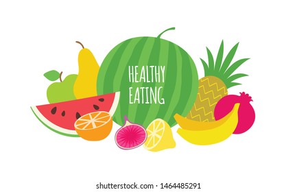 Healthy eating concept with assorted fruits. Vegetarian vegan diet.