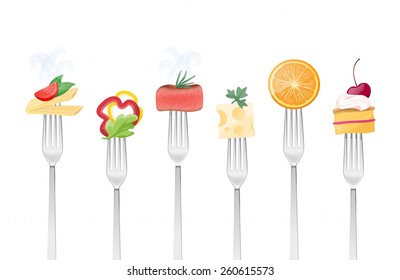 Healthy eating concept with food and forks