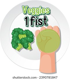 A Healthy Eating Concept: One Fist of Vegetables illustration