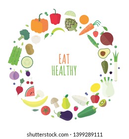 Healthy Eating Concept Variety Vegetables Fruit Stock Vector (Royalty ...