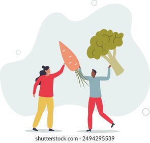 healthy eating concept.Balanced vegetarian and vegan diet.flat design.illustration with people.