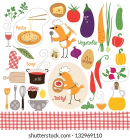 healthy eating, food illustrations collection