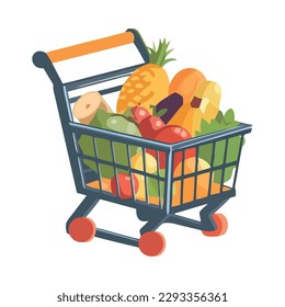Healthy eating fresh fruits and vegetables shopping isolated